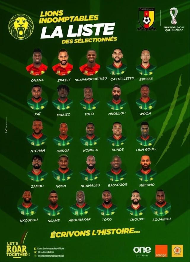 喀麦隆世界杯26人大名单：拜仁中锋+国米门神领衔！申花外援入选
